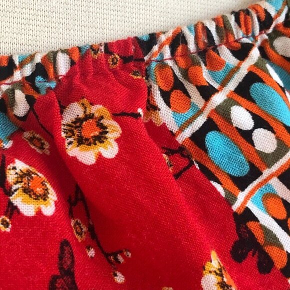 Off Shoulder Ruffle Patchwork Ruffle Crop Top Large - Picture 6 of 10